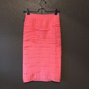 Hot Pink Textured Pencil Skirt